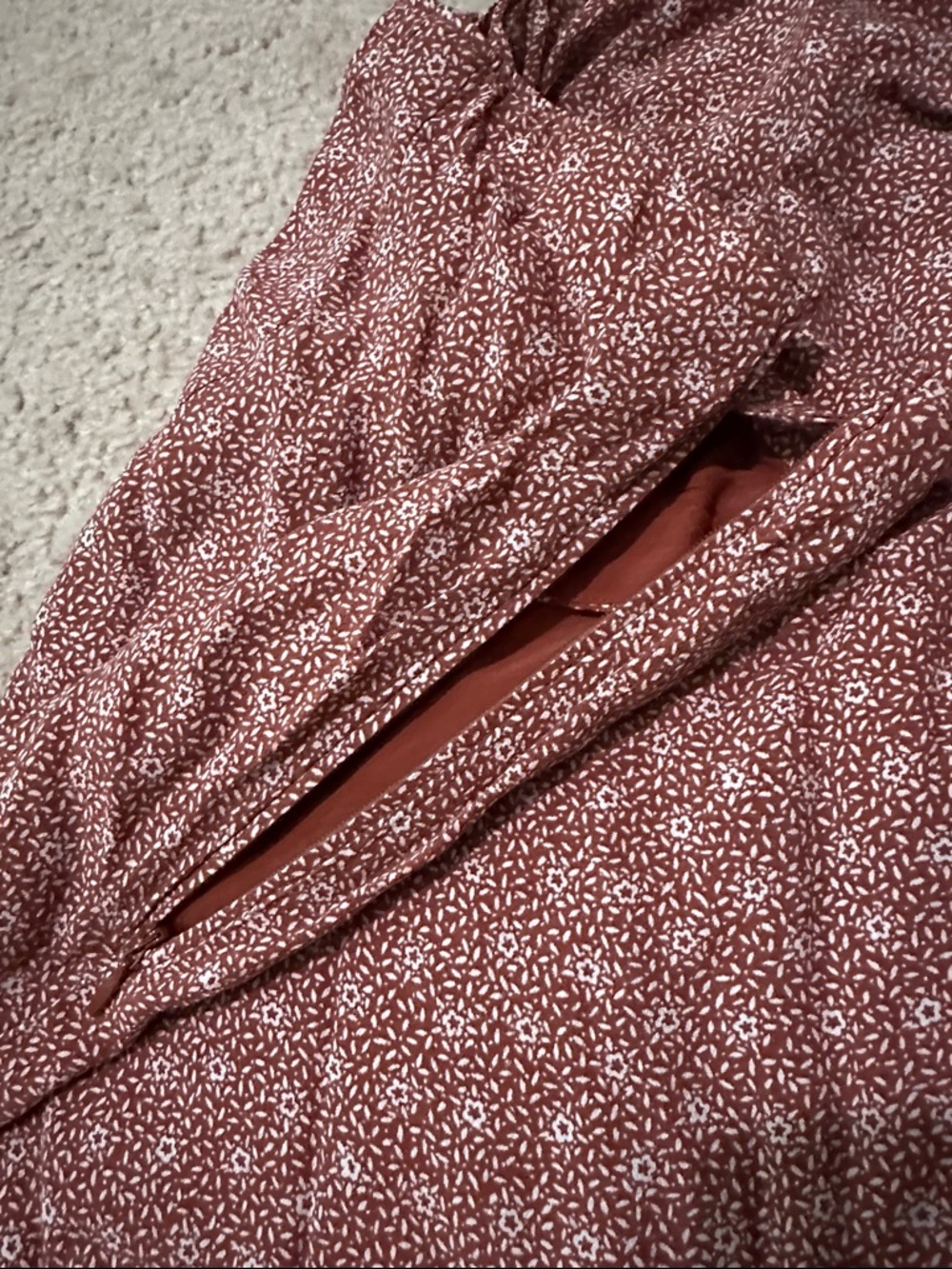 Abercrombie & Fitch Rust Floral Faux Wrap Midi Skirt - Picture 8 of 11